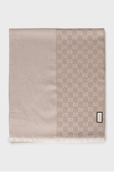 Wool scarf with signature print