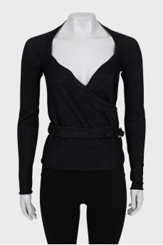 Cardigan with lurex wrap