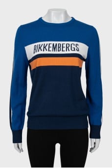 Knitted sweater with signature print