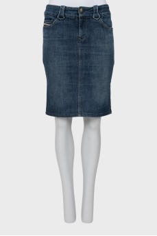 Tapered denim skirt