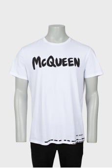 Men's white T-shirt with brand logo