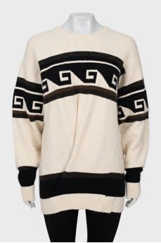 Slim fit sweater in abstract print