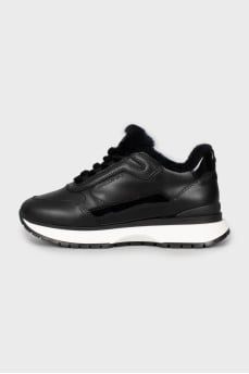 Black leather sneakers