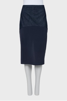 Cotton and silk straight skirt