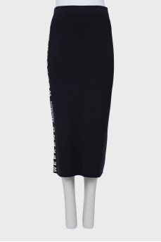 Knitted midi skirt with signature logo