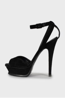 Suede high heel sandals