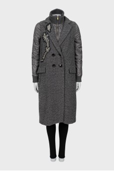 Gray quilted jacket with vest