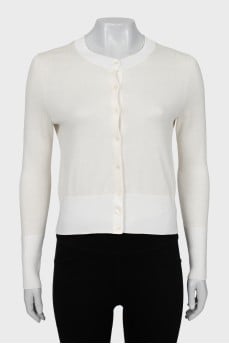 White silk and cotton cardigan