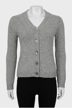 Gray knitted cardigan with buttons