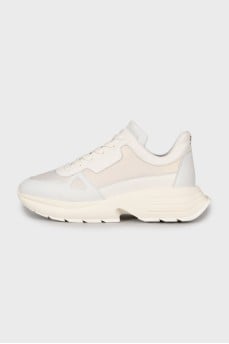 White leather sneakers with chunky soles