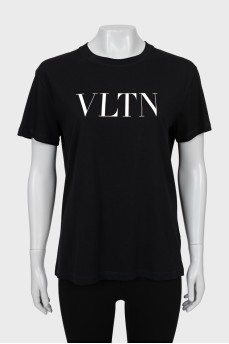 Black oversized T-shirt with brand logo