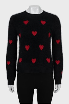 Printed long pile sweater