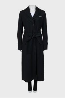 Black trench coat with back print