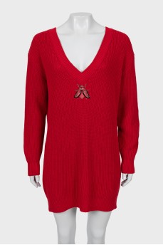 Knitted dress with beaded embroidery