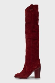 Red suede boots