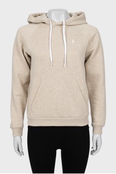 Beige hoodie with brand logo
