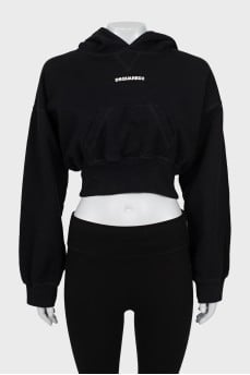 Cropped hoodie with hood peak