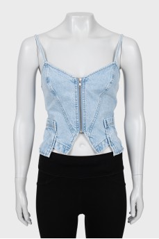 Denim top with zipper