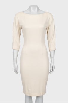 Beige wool dress