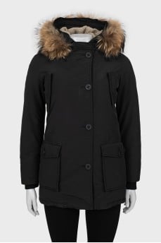 Black parka with fur