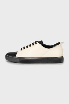 Leather sneakers black and white