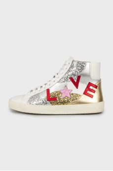 Leather high-tops in mixed colors