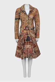 Printed midi skirt suit