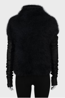 Black long pile sweater