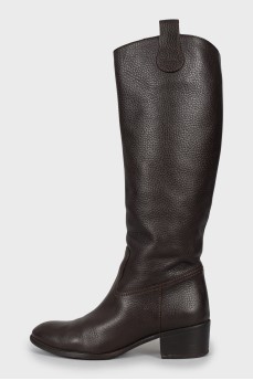 Brown leather boots
