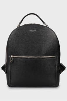 Leather backpack with silver hardware