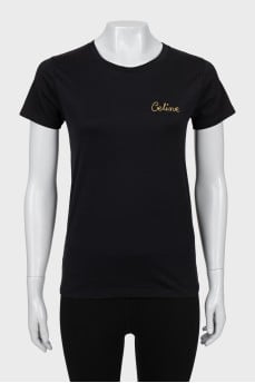 Black T-shirt with embroidered logo