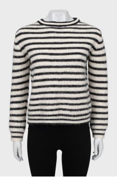 Long pile striped sweater