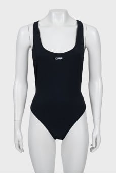 One-piece swimsuit with brand logo
