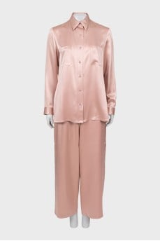Silk suit with shirt and trousers