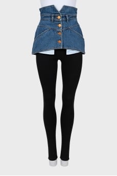 Denim peplum with gold buttons