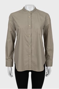 Green collarless shirt