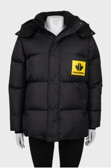 Black down jacket with tag