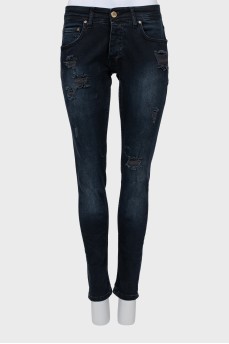 Dark blue ripped jeans