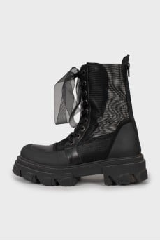 Mesh boots with chunky soles