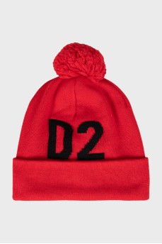 Men's wool hat with pompom