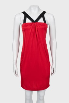 Red mini dress with pockets