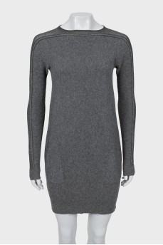 Gray dress with mesh inserts