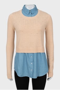 Slip sweater decorated with rhinestones