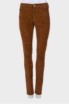 Corduroy jeans with gold hardware