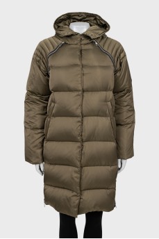 Green down jacket with hood