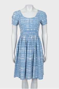 Mixed color dress with short sleeves
