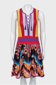 Dress with knitted top