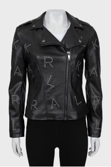 Eco-leather jacket with tag