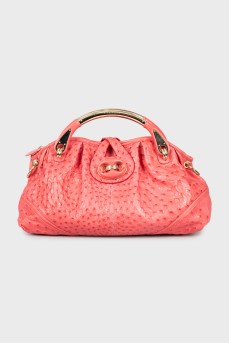 Pink leather tote bag
