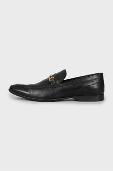 Men's leather loafers with logo